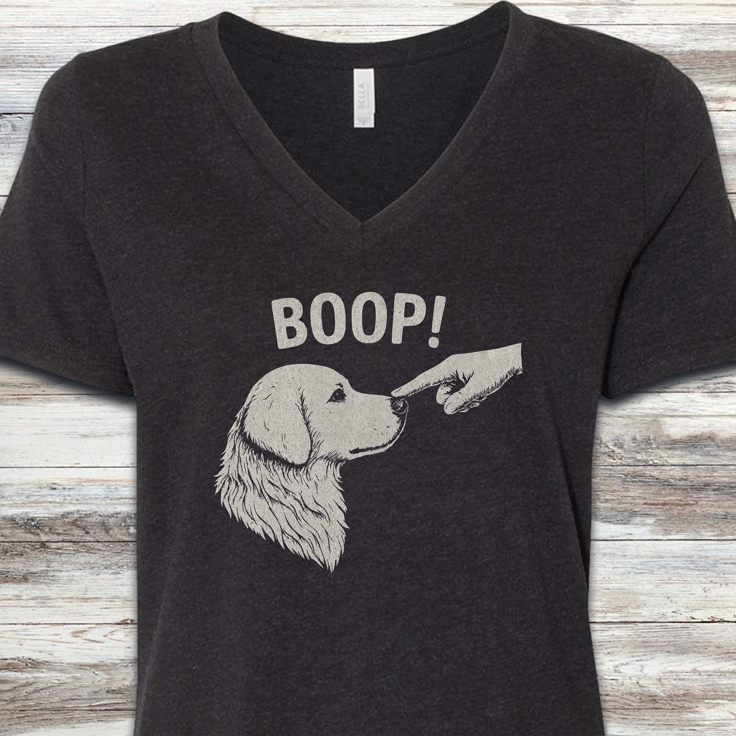BOOP! V-Neck Tee - Black Heather