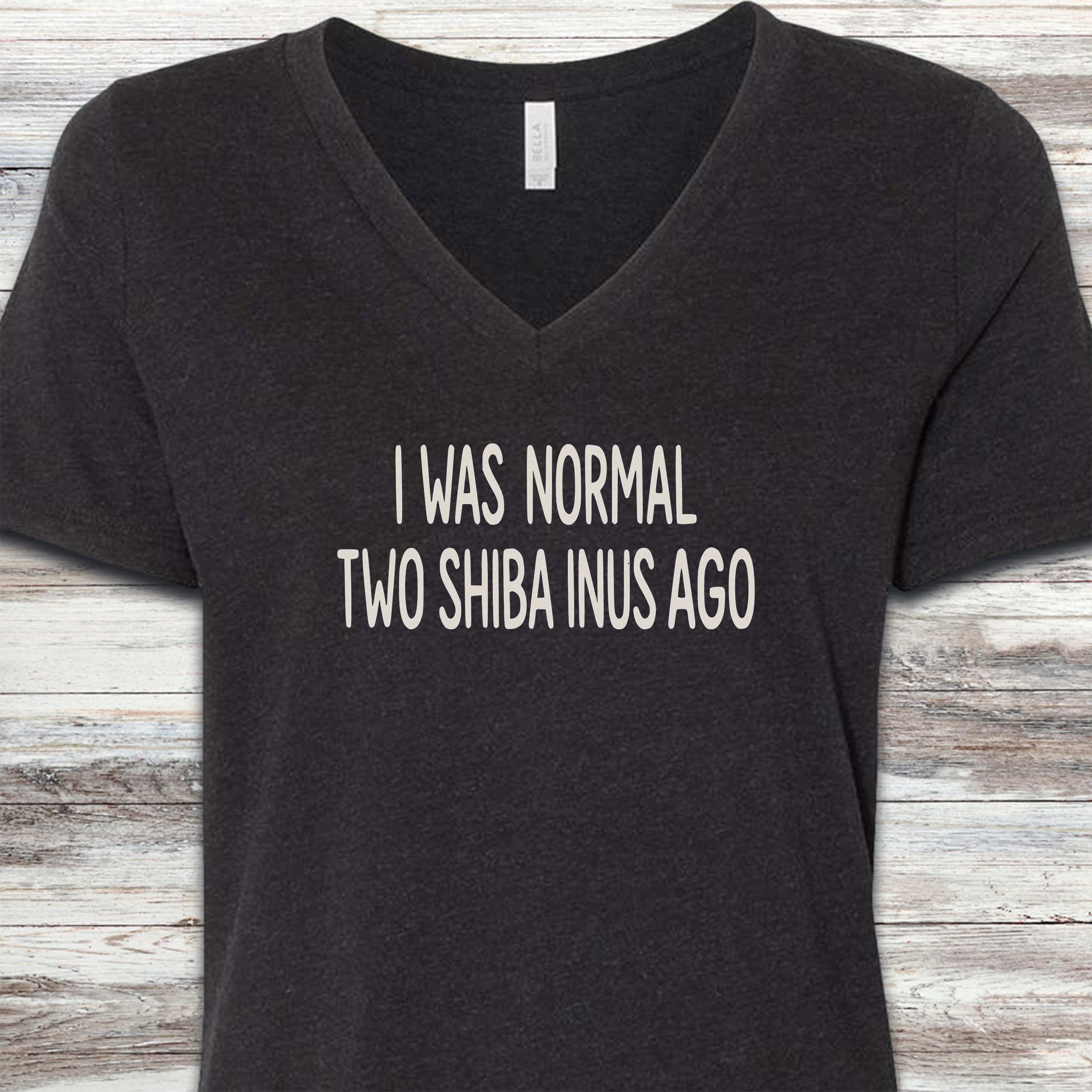 Shiba Inu Normal V-Neck Tee - Black Heather