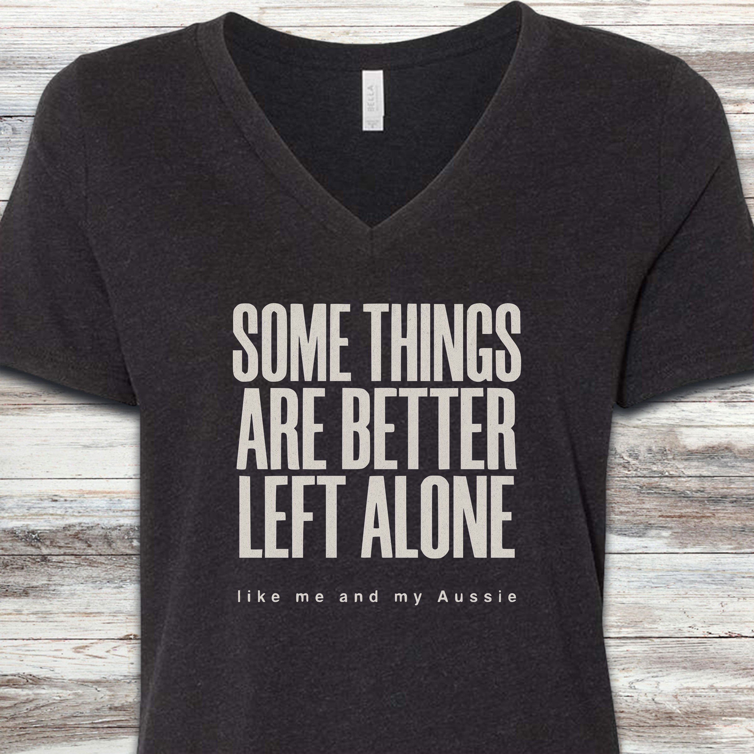 Australian Shepherd Introvert V-Neck Tee - Black Heather