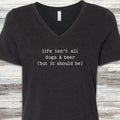Dogs & Beer V-Neck Tee - Black Heather