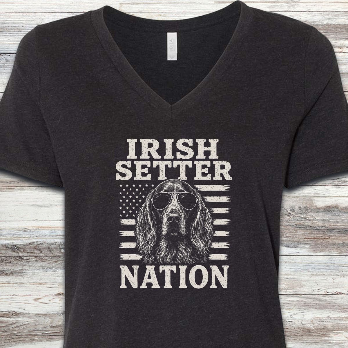 Irish Setter Nation V-Neck Tee - Black Heather