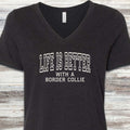 Border Collie Better V-Neck Tee - Black Heather