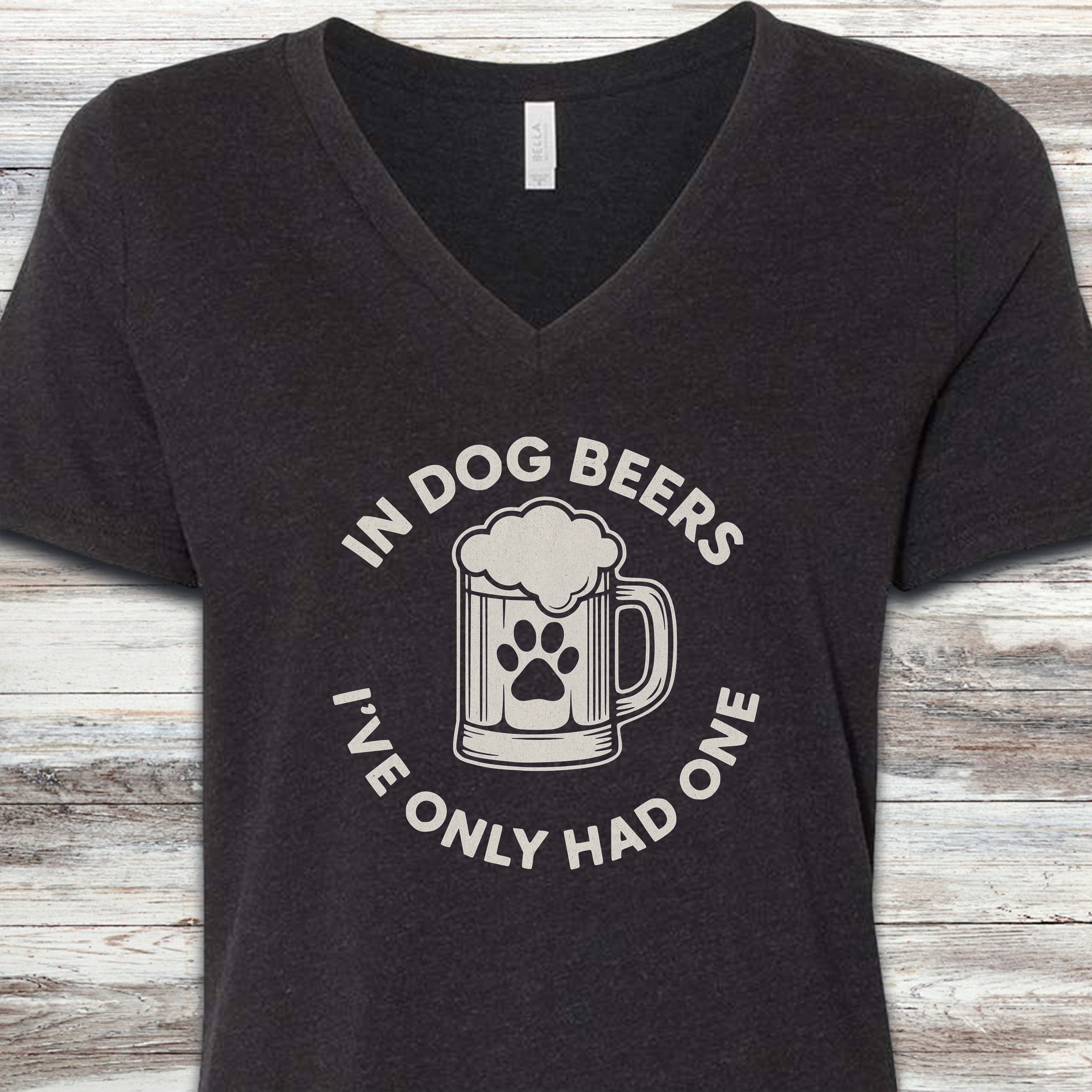 Dog Beers V-Neck Tee - Black Heather
