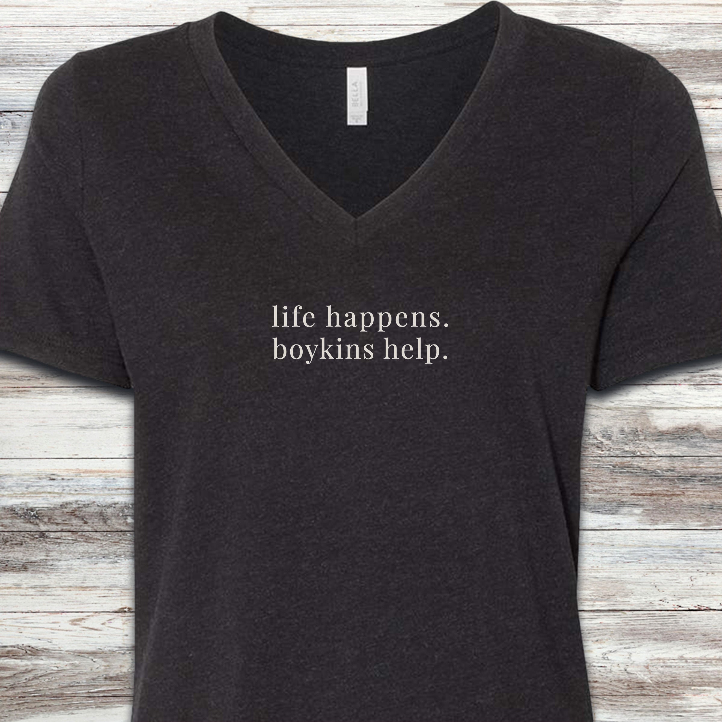 Boykin Spaniel Help V-Neck Tee - Black Heather