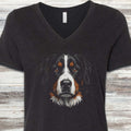 Bernese Mountain Dog Studio Portrait V-Neck Tee - Black Heather