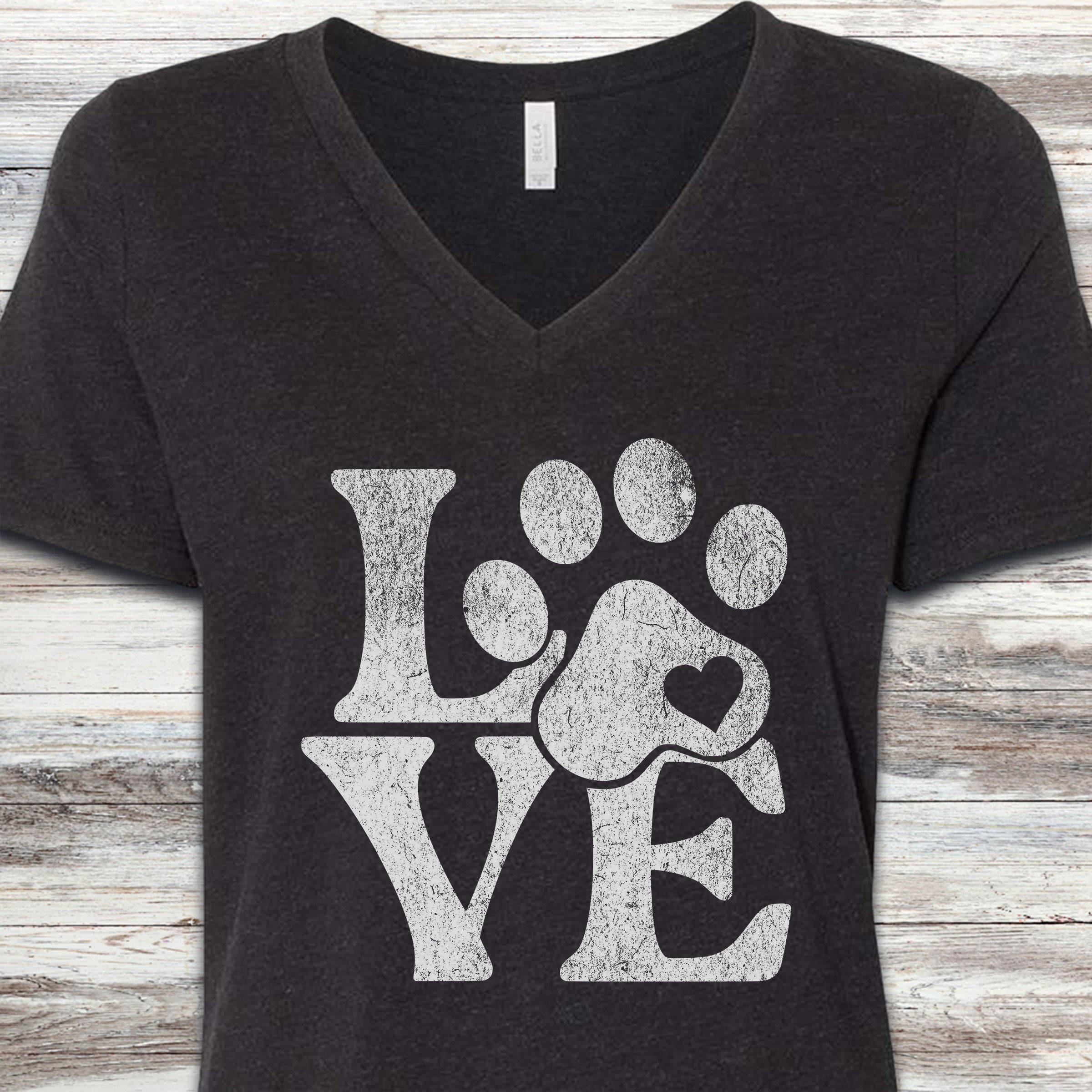 Love V-Neck Tee - Black Heather