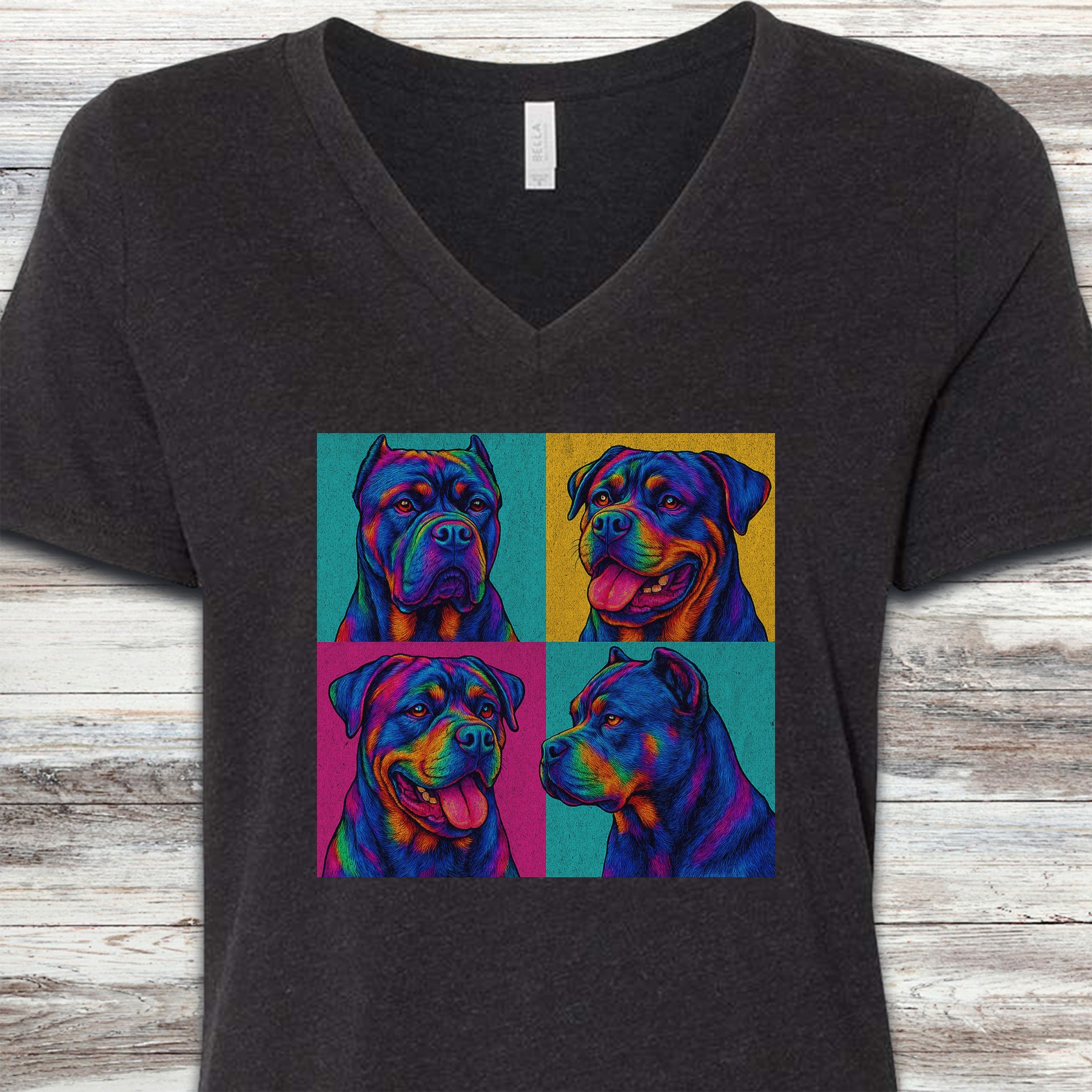 Cane Corso Pop Art V-Neck Tee - Black Heather