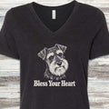Schnauzer Bless Your Heart V-Neck Tee - Black Heather