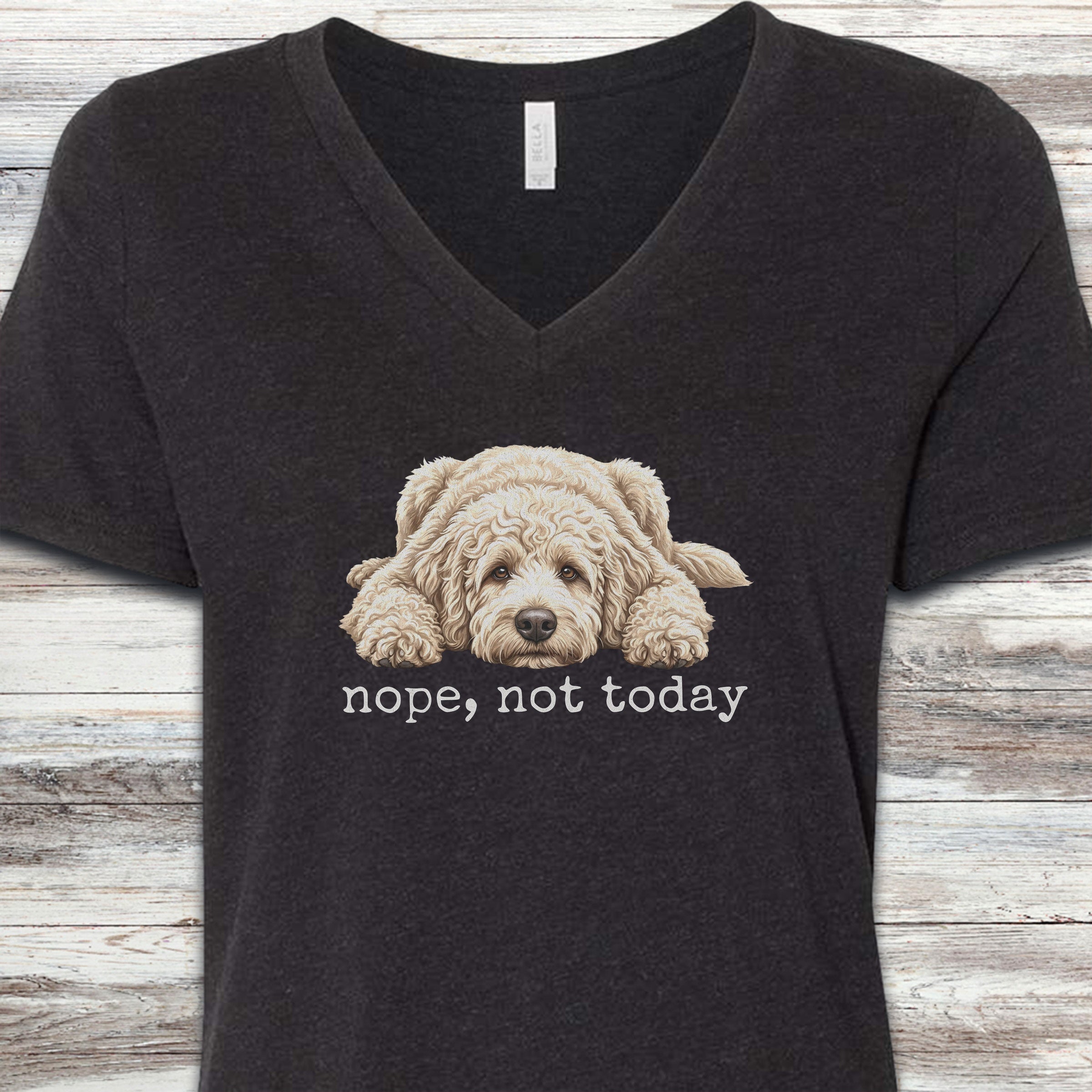 Goldendoodle Cream Nope V-Neck Tee - Black Heather