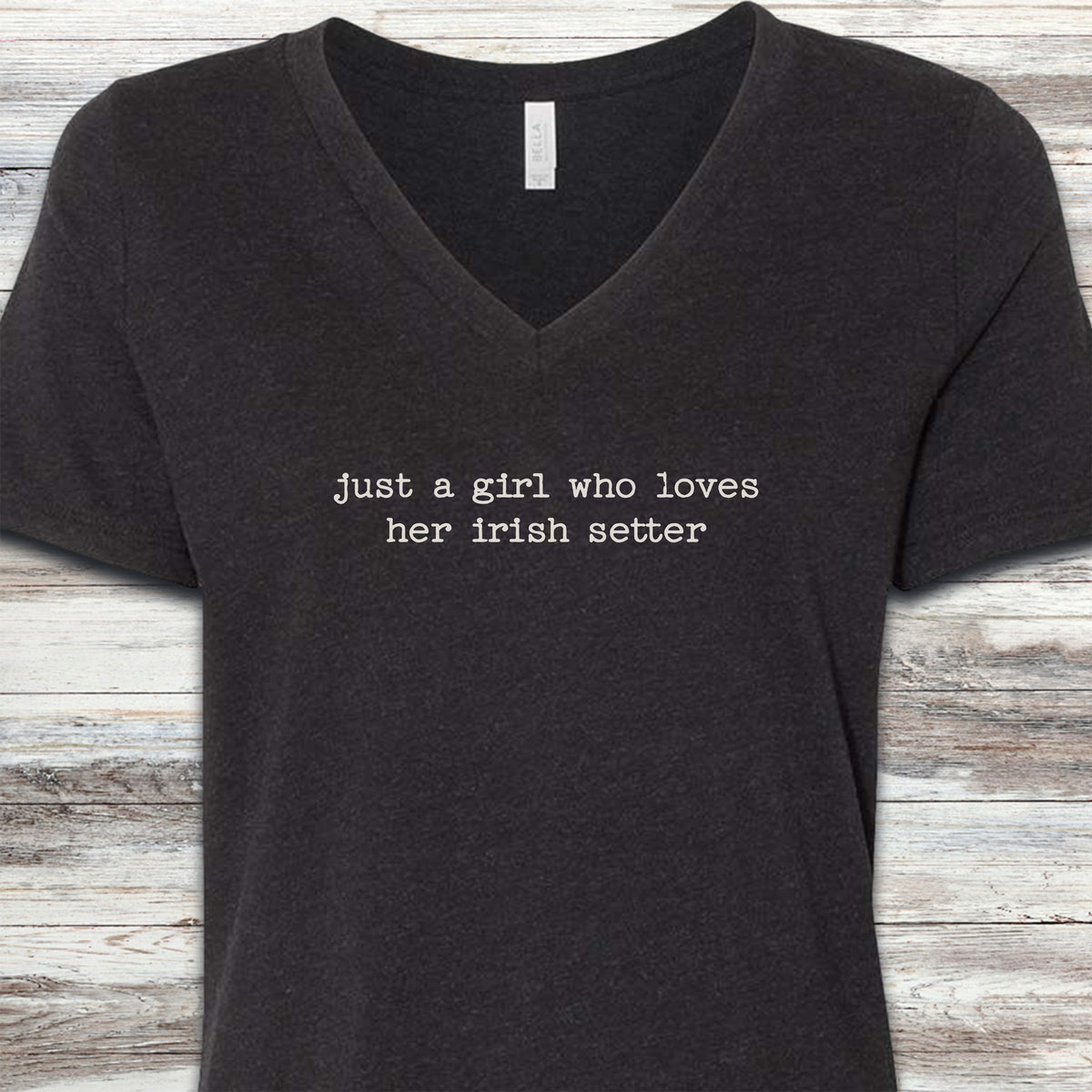 Irish Setter Girl V-Neck Tee - Black Heather