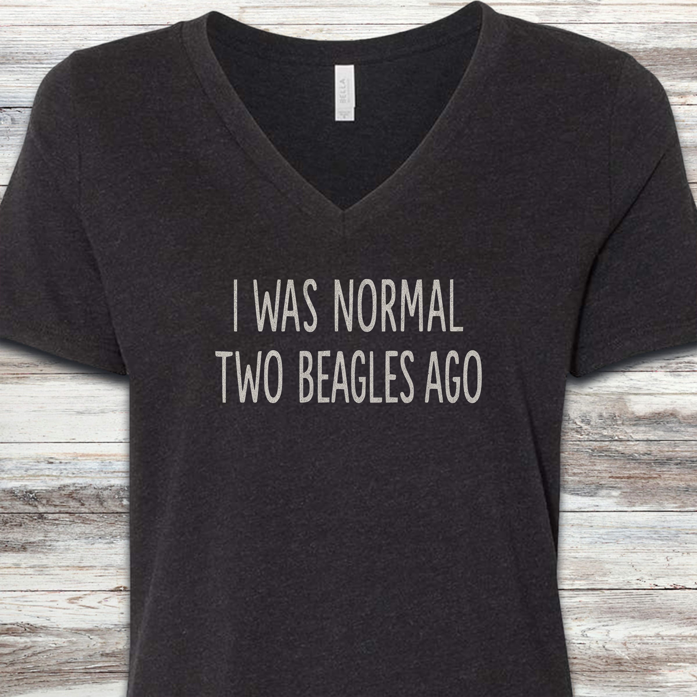 Beagle Normal V-Neck Tee - Black Heather