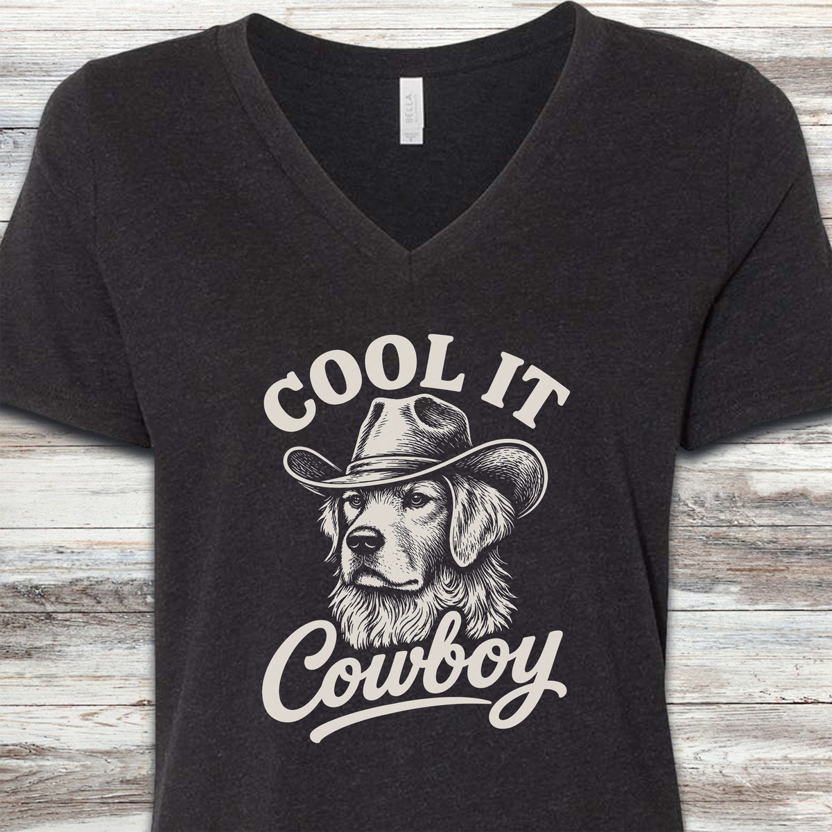 Golden Retriever Cool It V-Neck Tee - Black Heather