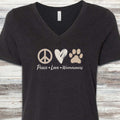 Weimaraner Peace V-Neck Tee - Black Heather