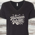 Havanese Groovy Mom V-Neck Tee - Black Heather