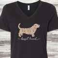 Basset Hound Fall V-Neck Tee - Black Heather