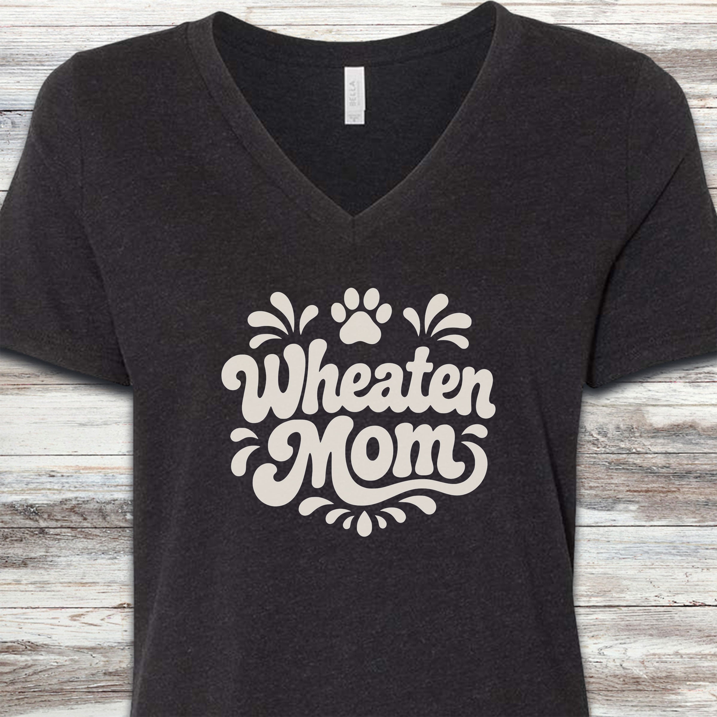 Wheaten Terrier Groovy Mom V-Neck Tee - Black Heather
