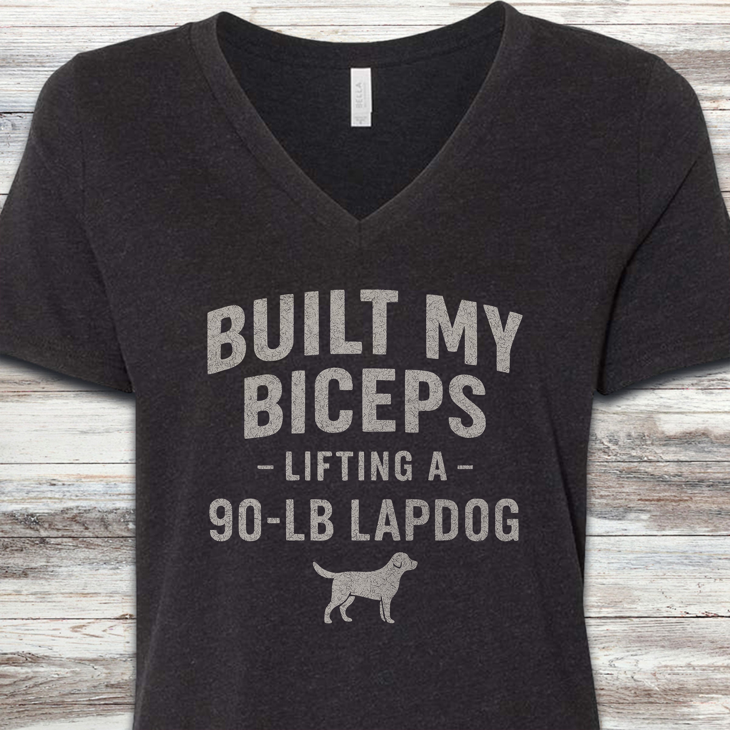 Built My Biceps V-Neck Tee - Black Heather