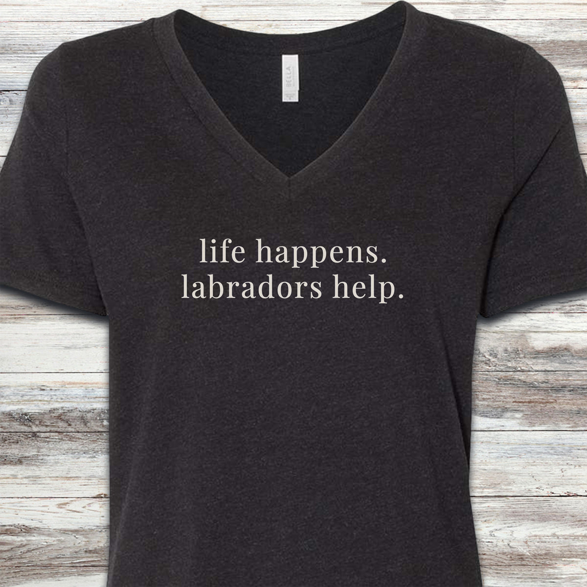 Labrador Retriever Help V-Neck Tee - Black Heather
