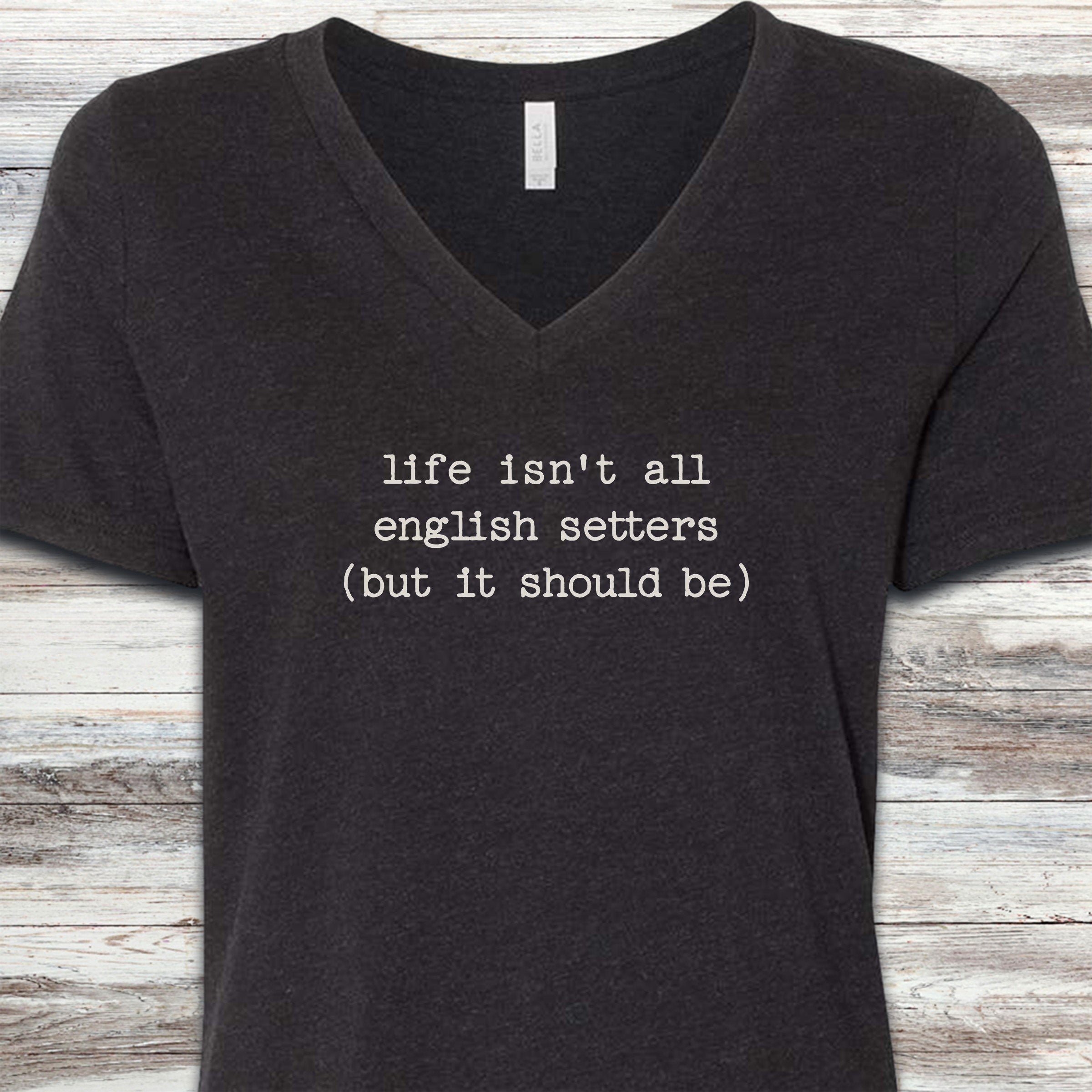 English Setter Life V-Neck Tee - Black Heather