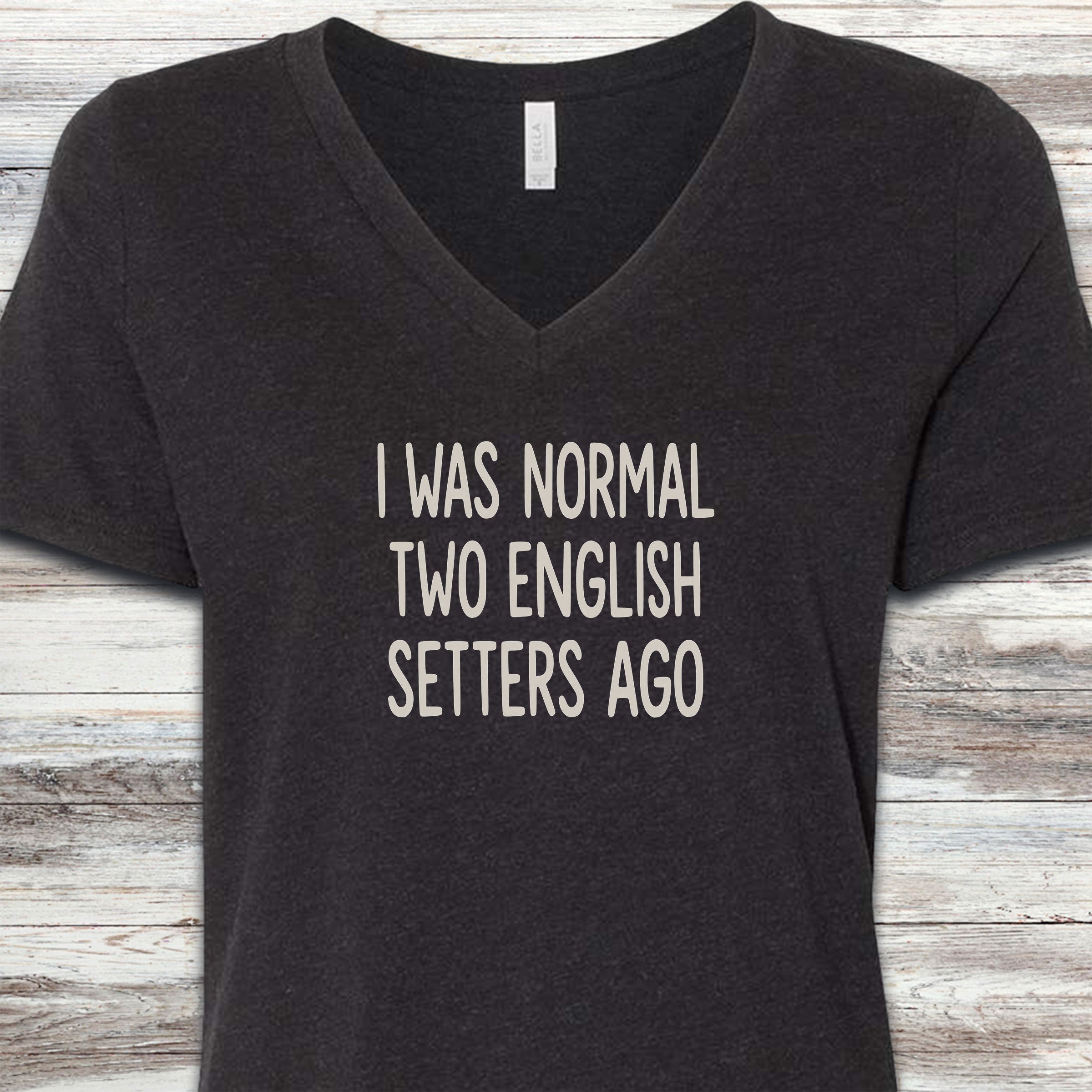 English Setter Normal V-Neck Tee - Black Heather