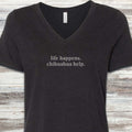 Chihuahua Help V-Neck Tee - Black Heather