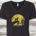 Australian Cattle Dog Halloween Moon V-Neck Tee - Black Heather