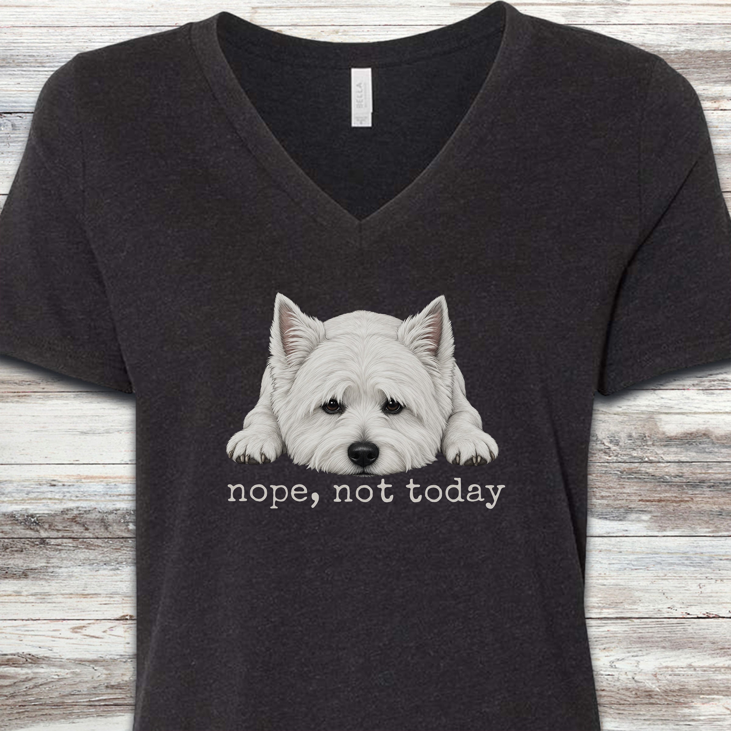 West Highland Nope V-Neck Tee - Black Heather