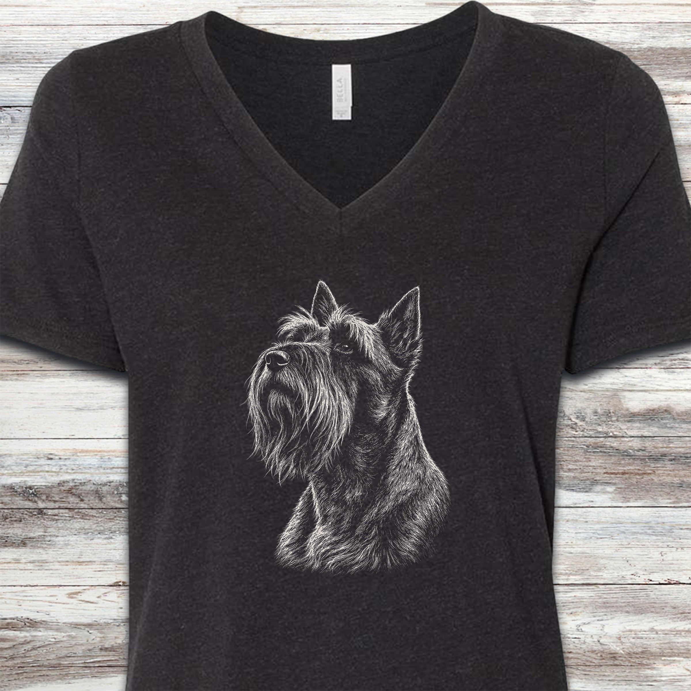 Scottish Terrier Loyalty V-Neck Tee - Black Heather