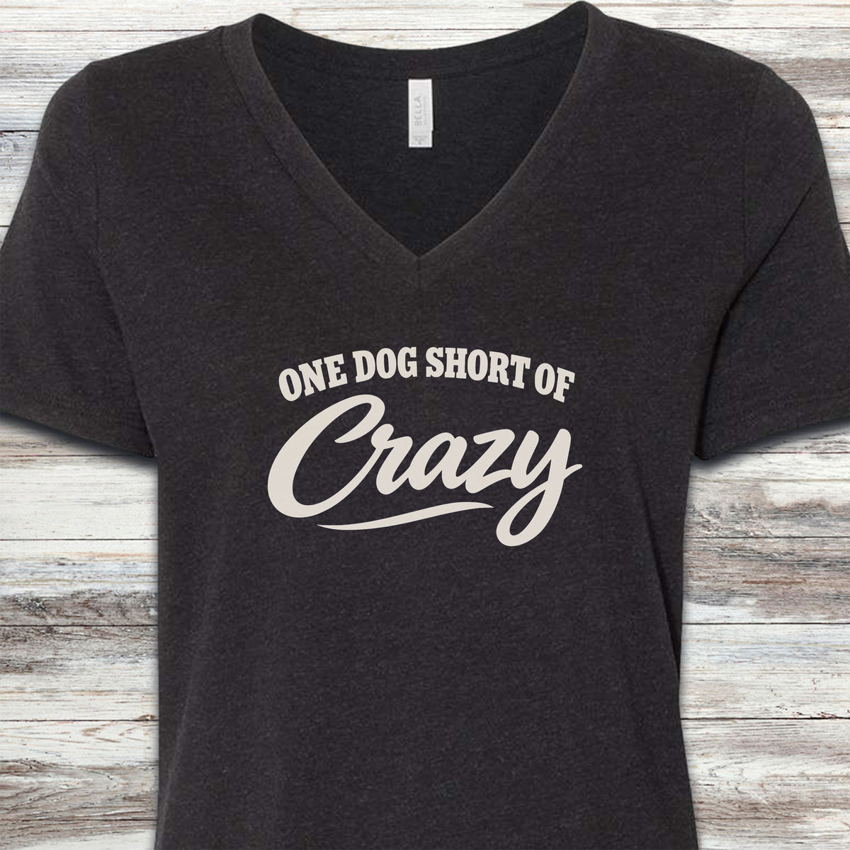 Short of Crazy V-Neck Tee - Black Heather
