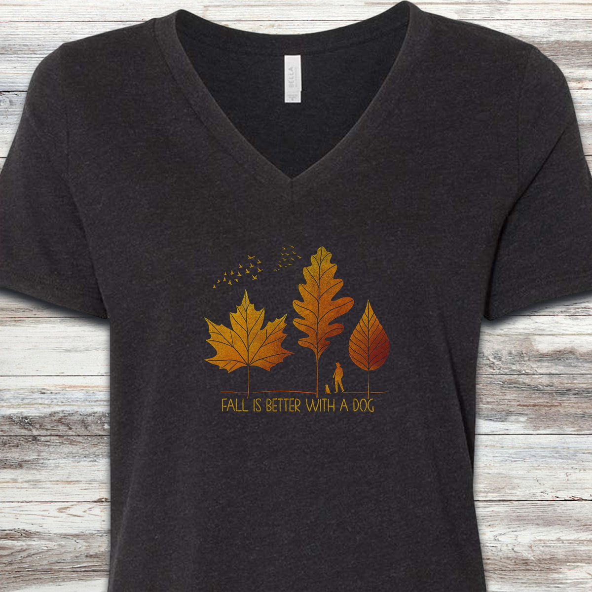 Fall Is Better V-Neck Tee - Black Heather