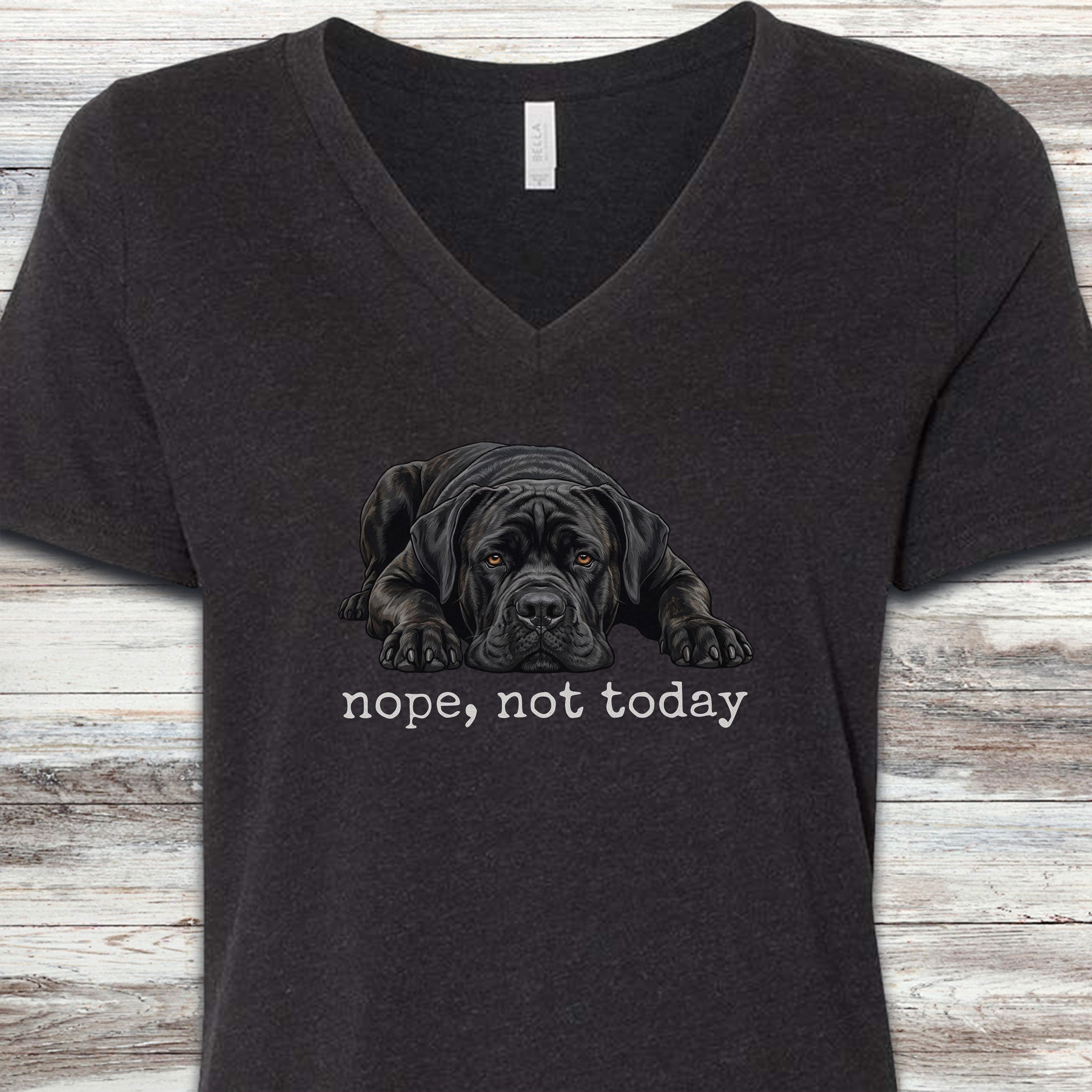 Cane Corso Nope V-Neck Tee - Black Heather