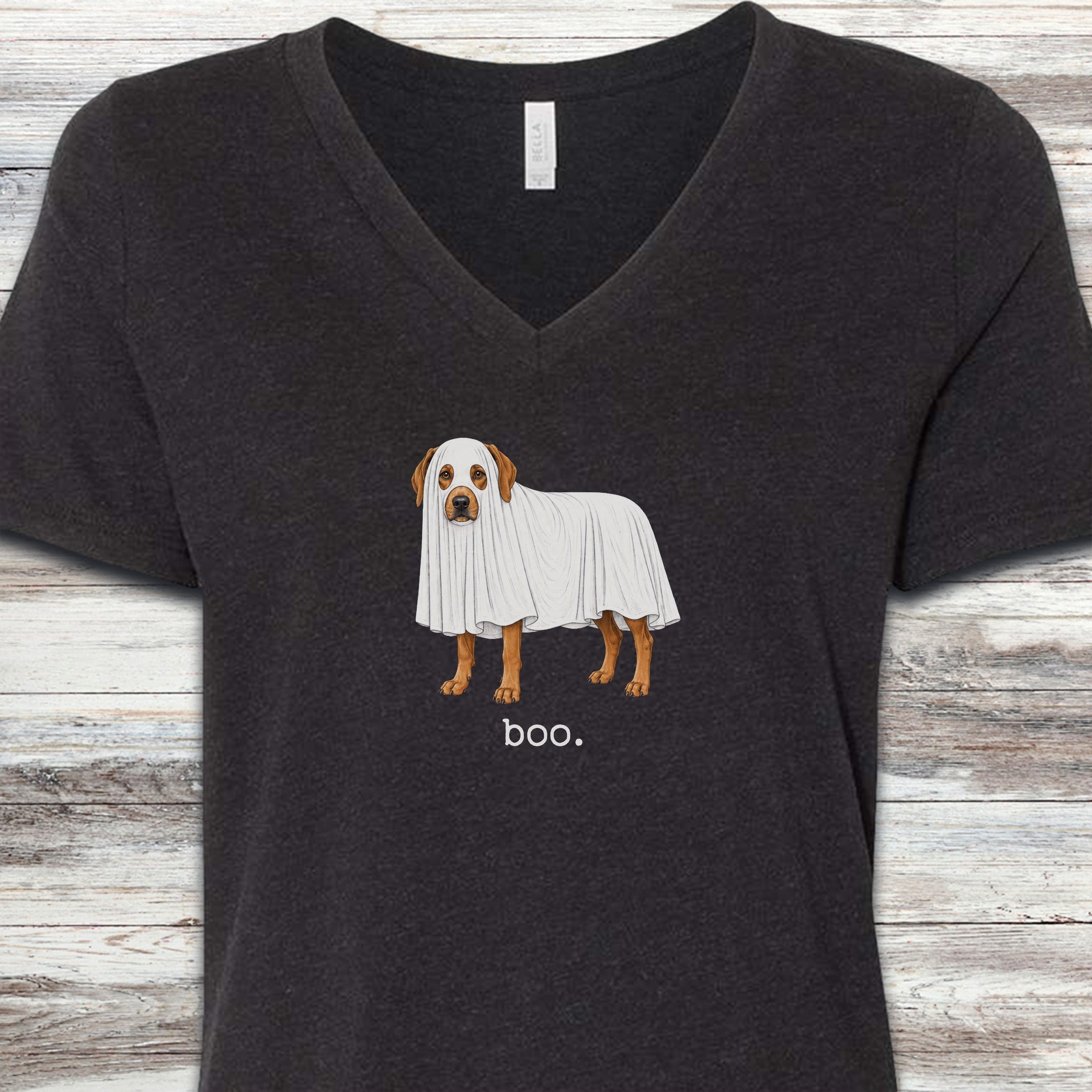 Rhodesian Ridgeback Boo V-Neck Tee - Black Heather
