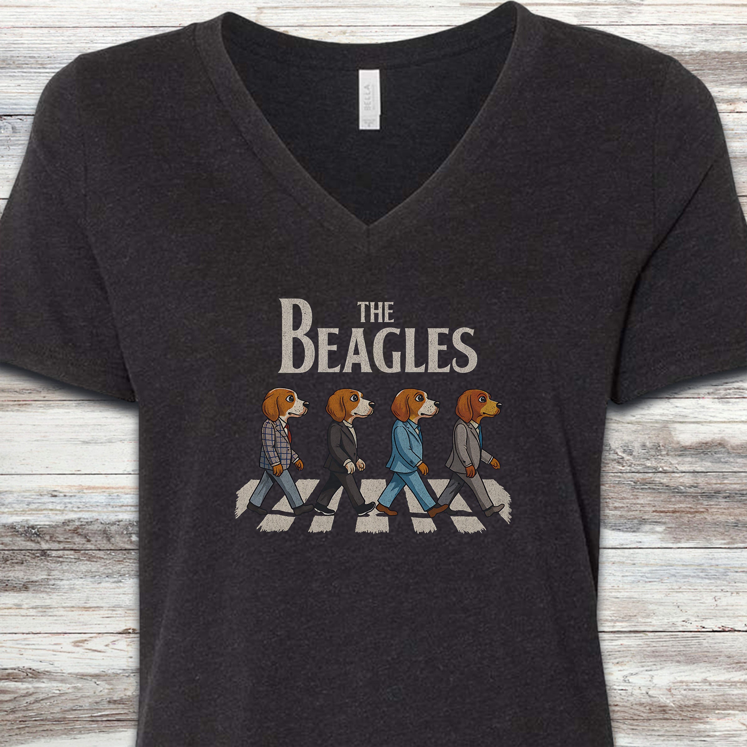 The Beagles V-Neck Tee - Black Heather