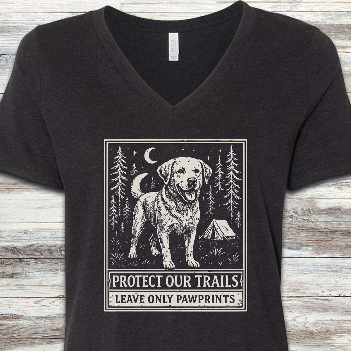 Labrador Retriever Protect Trails V-Neck Tee - Black Heather
