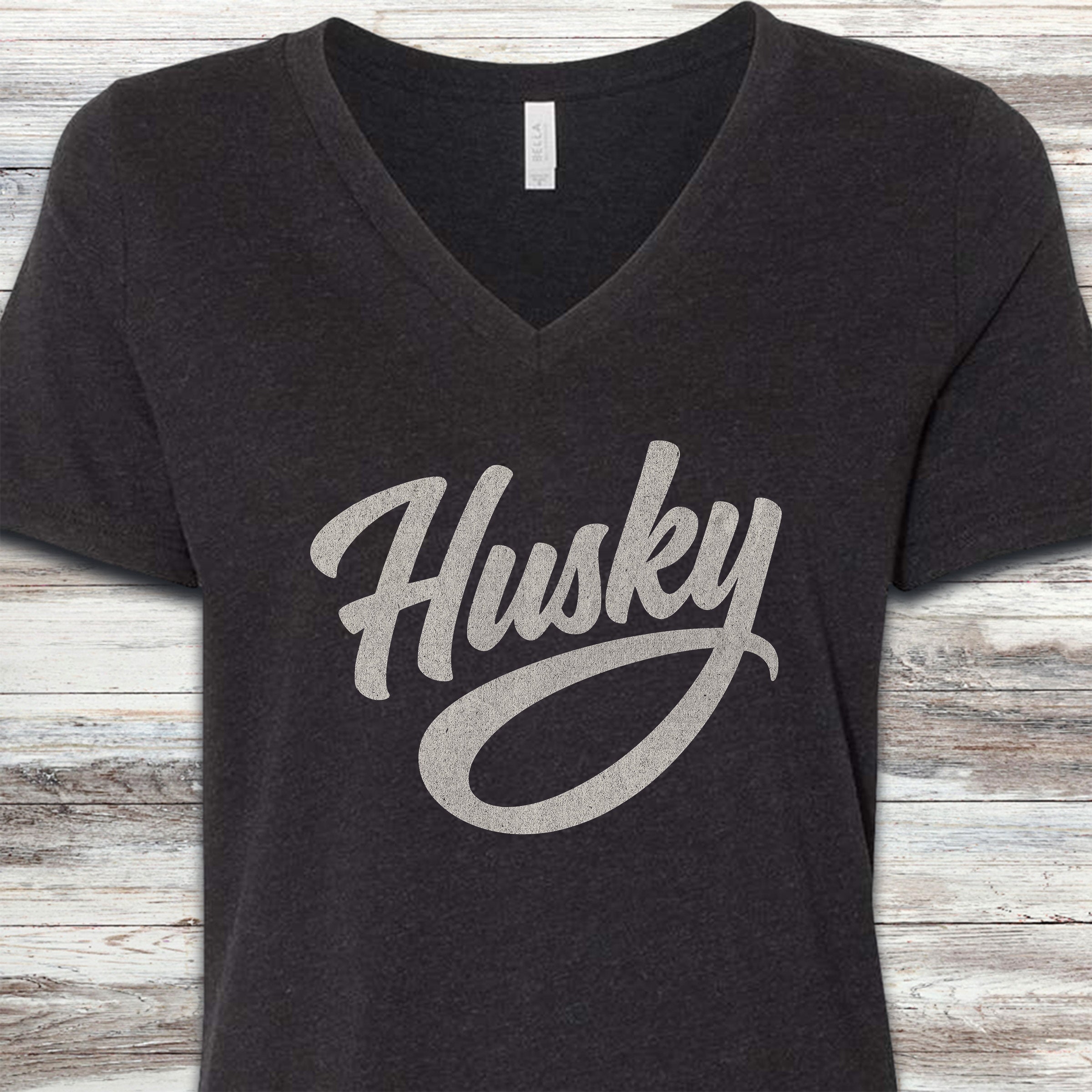 Husky Team V-Neck Tee - Black Heather