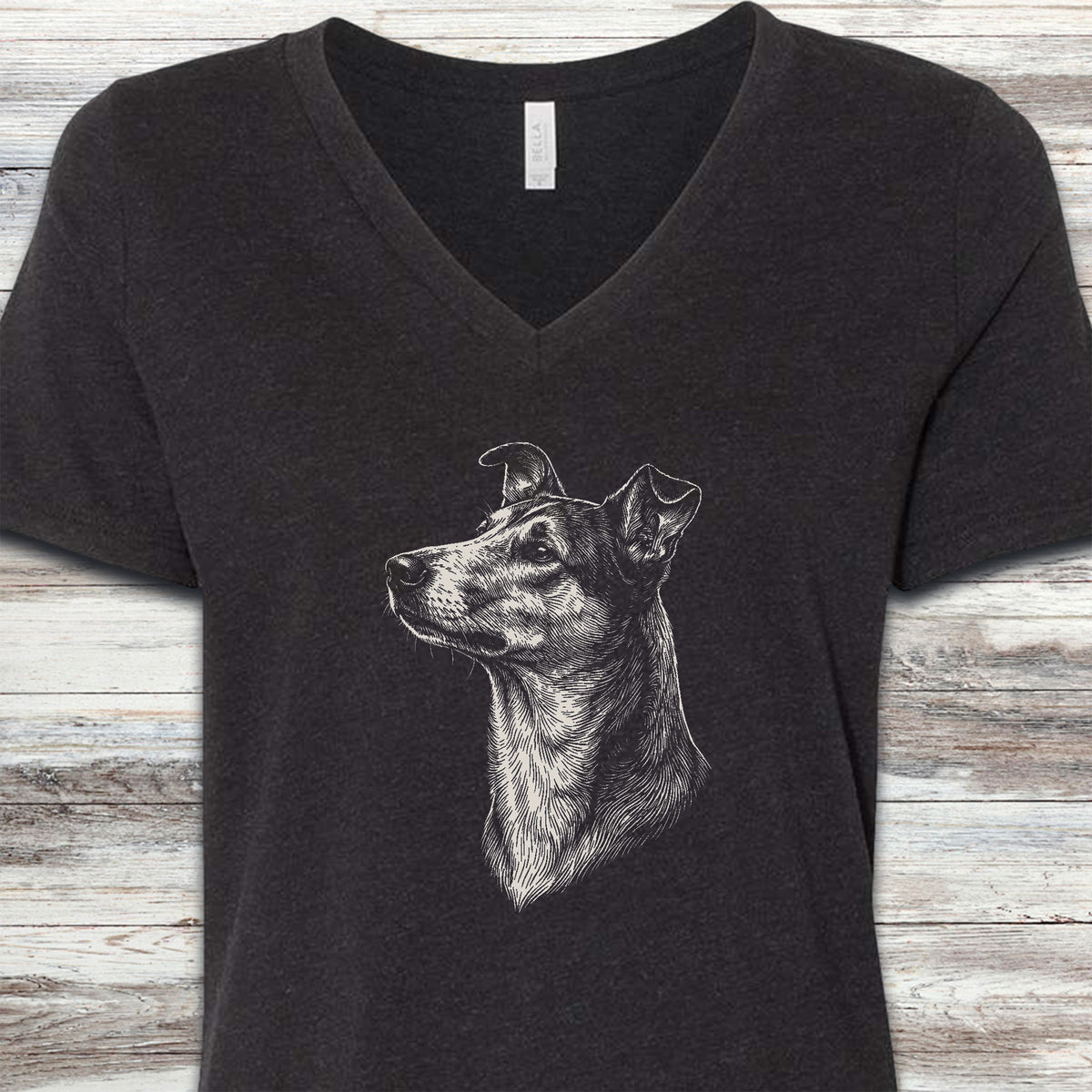 Smooth Collie Loyalty V-Neck Tee - Black Heather
