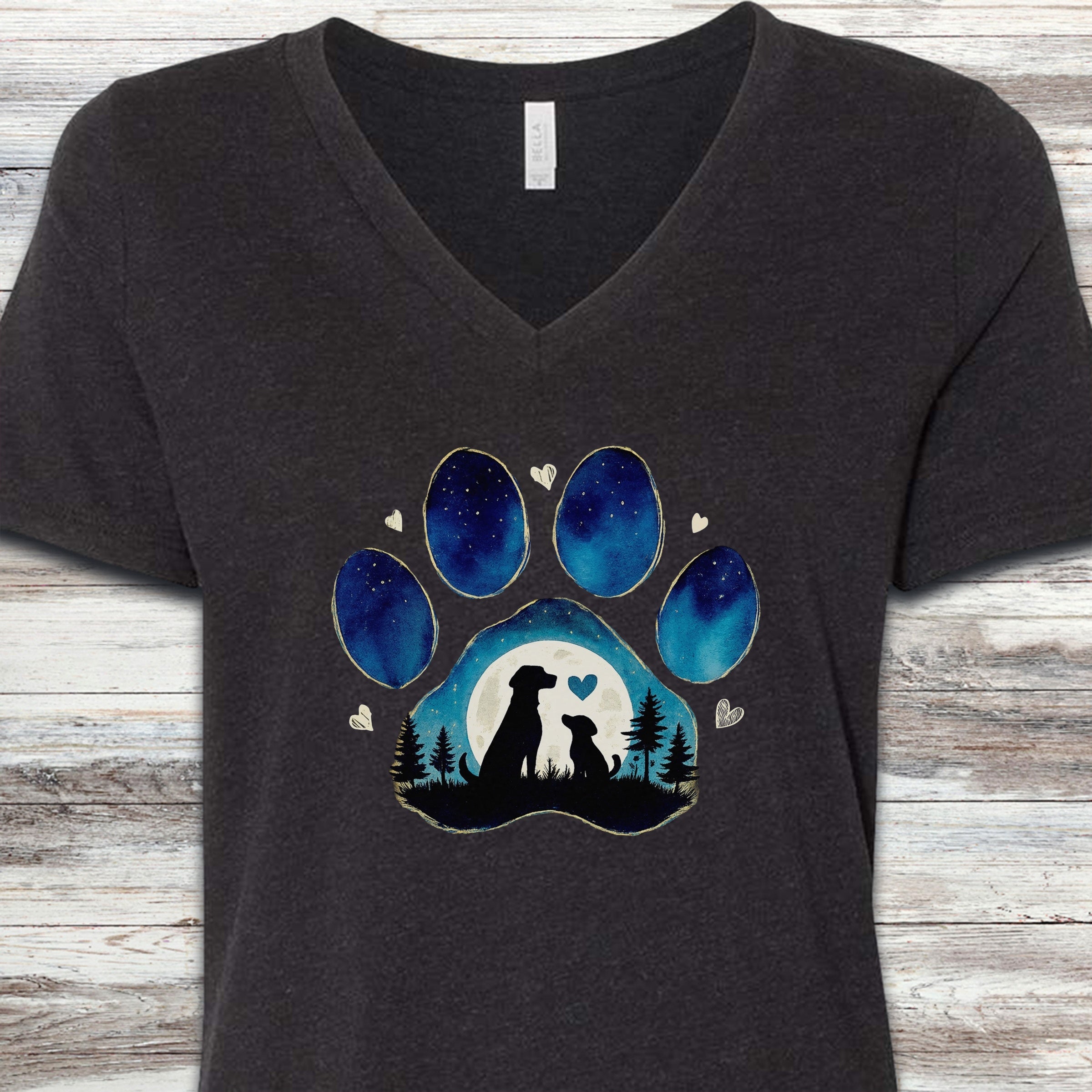 Love You to the Moon V-Neck Tee - Black Heather