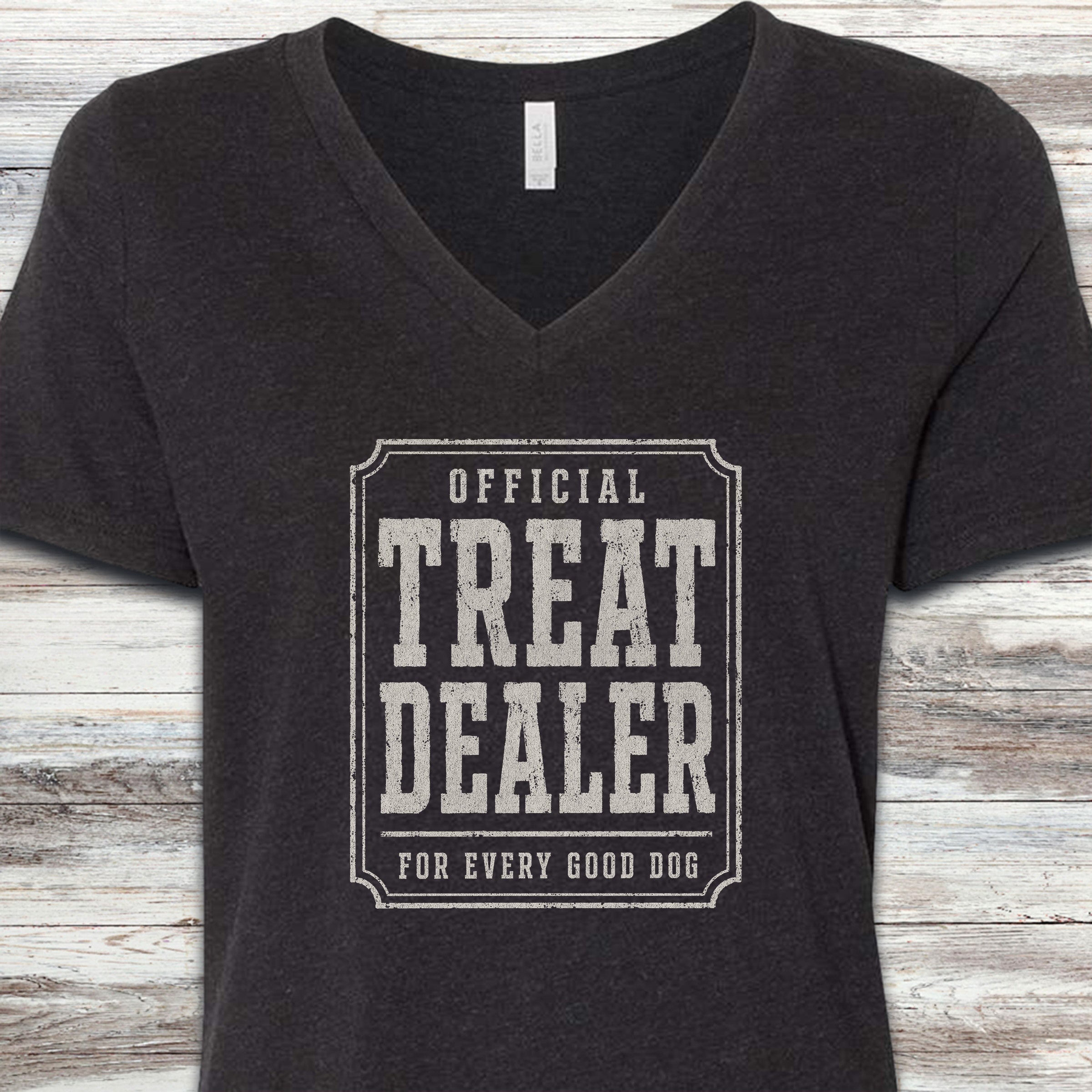 Official Treat Dealer V-Neck Tee - Black Heather