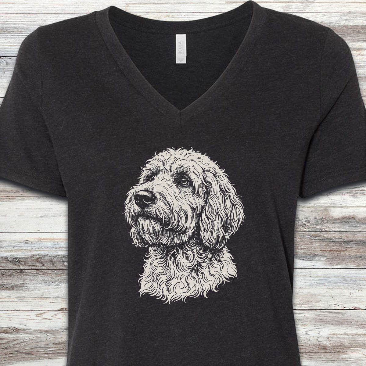 Goldendoodle Loyalty V-Neck Tee - Black Heather