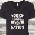 Yorkshire Terrier Nation V-Neck Tee - Black Heather
