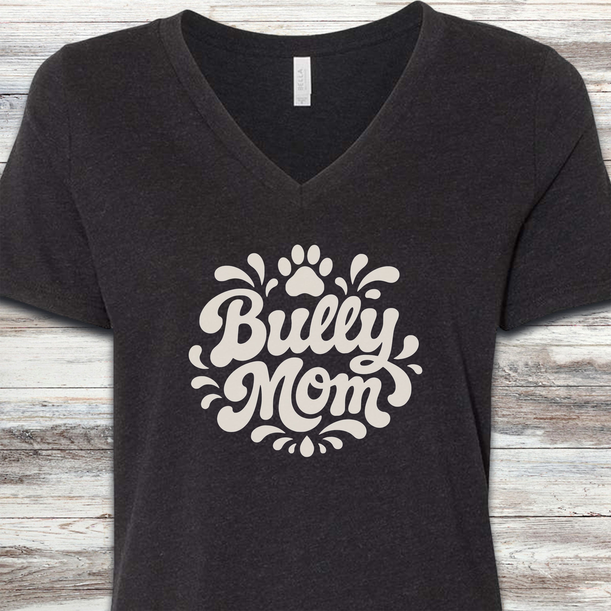 American Bully Groovy Mom V-Neck Tee - Black Heather