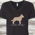 Australian Cattle Dog Fall V-Neck Tee - Black Heather