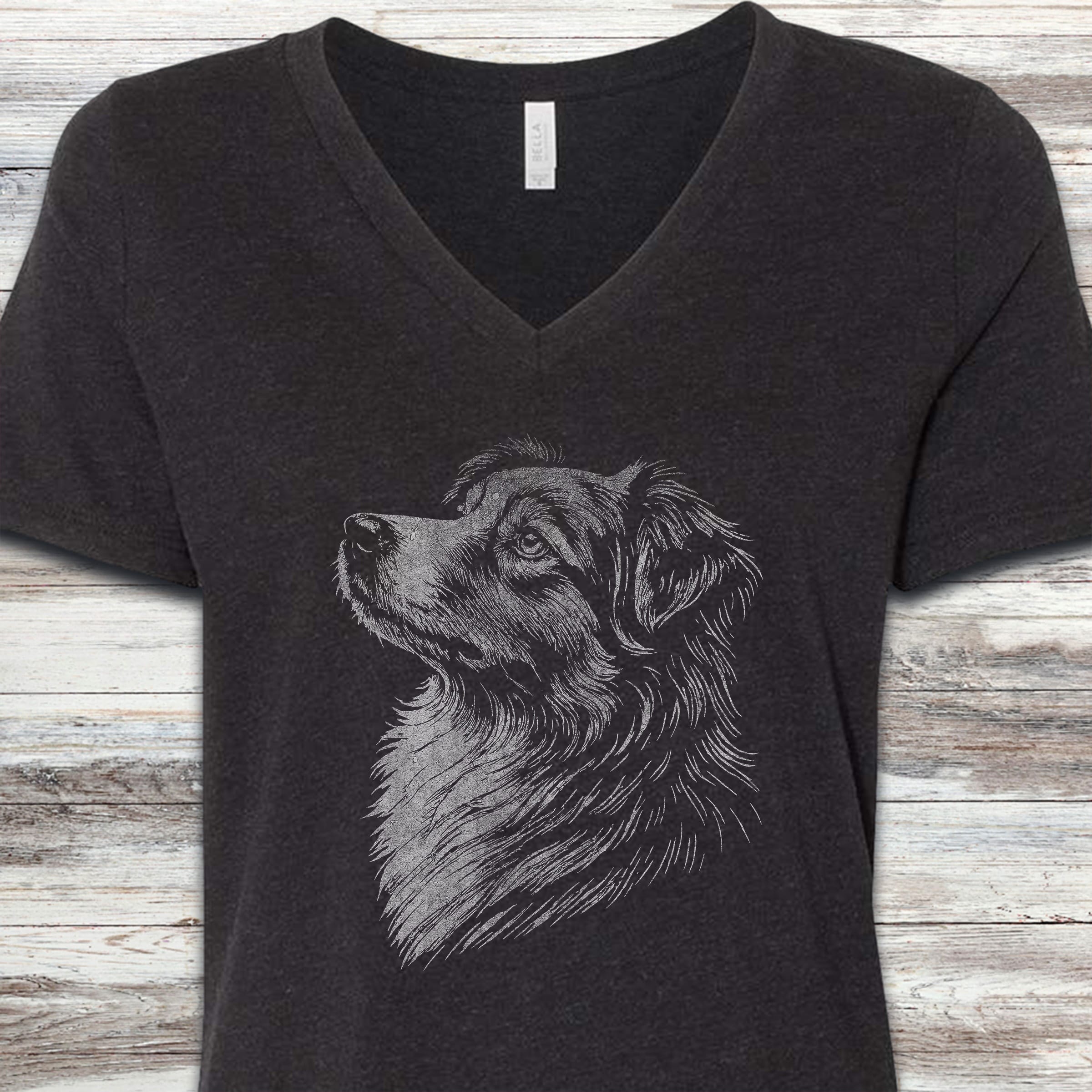 Australian Shepherd Loyalty V-Neck Tee - Black Heather