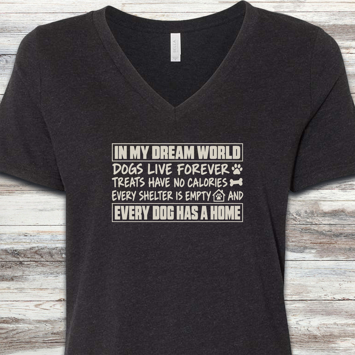 My Dream World V-Neck Tee - Black Heather