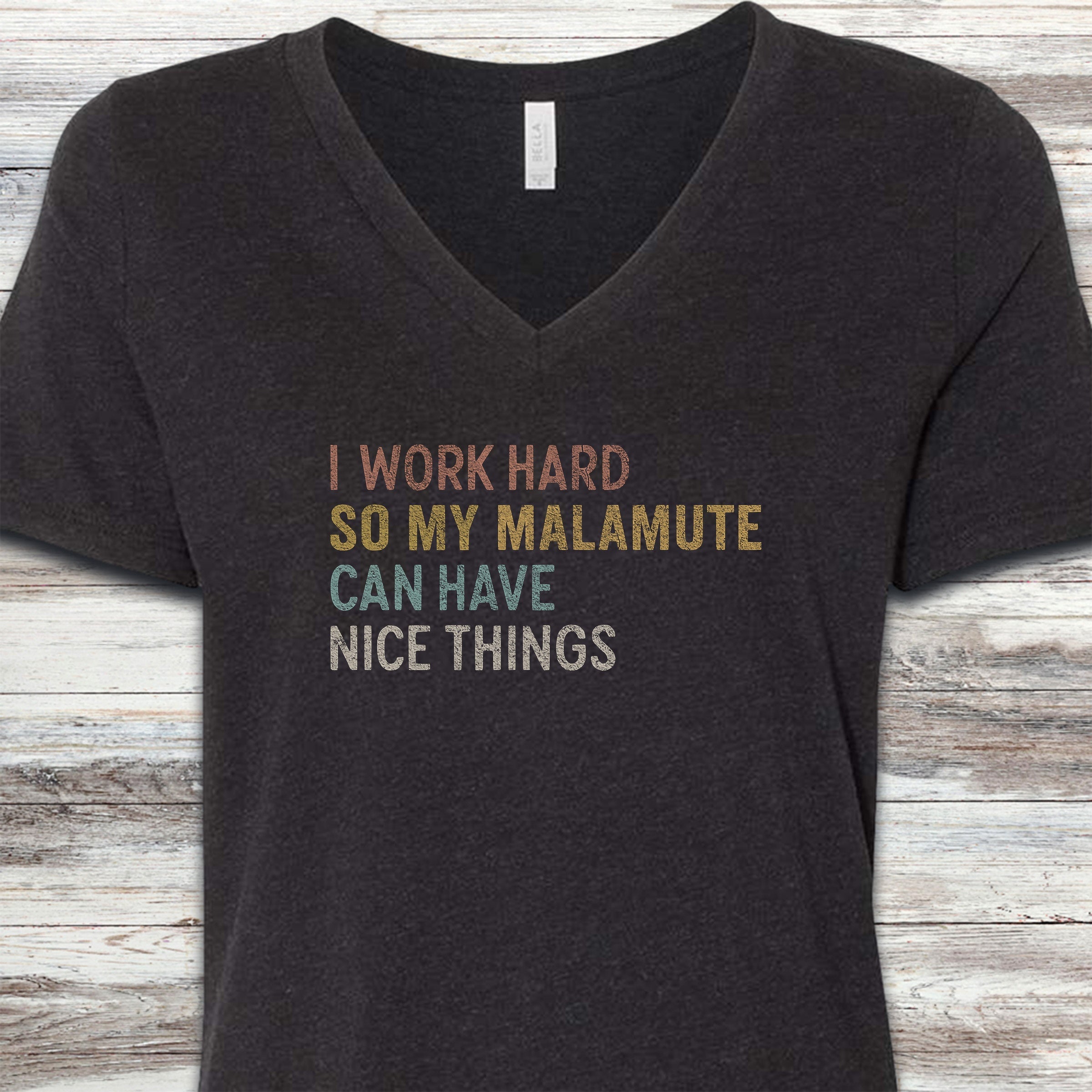 Malamute Work Hard V-Neck Tee - Black Heather