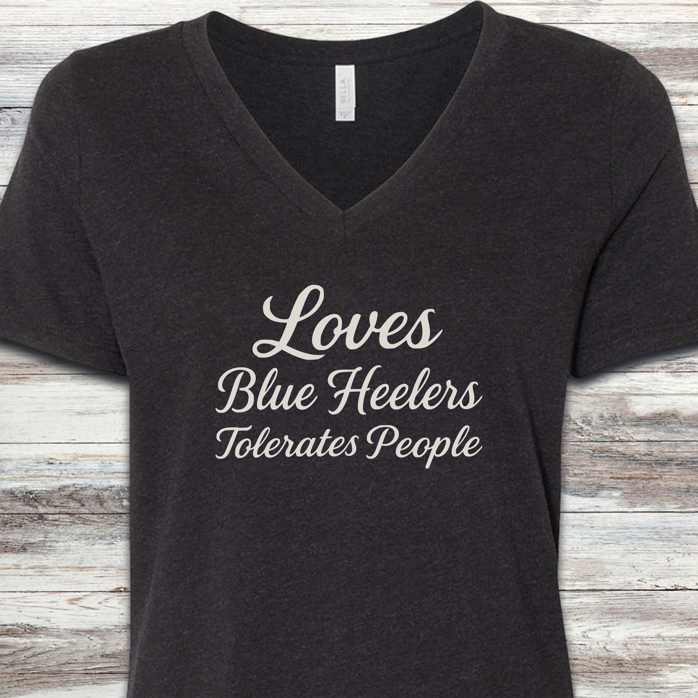 Australian Cattle Dog Loves Blue Heelers V-Neck Tee - Black Heather