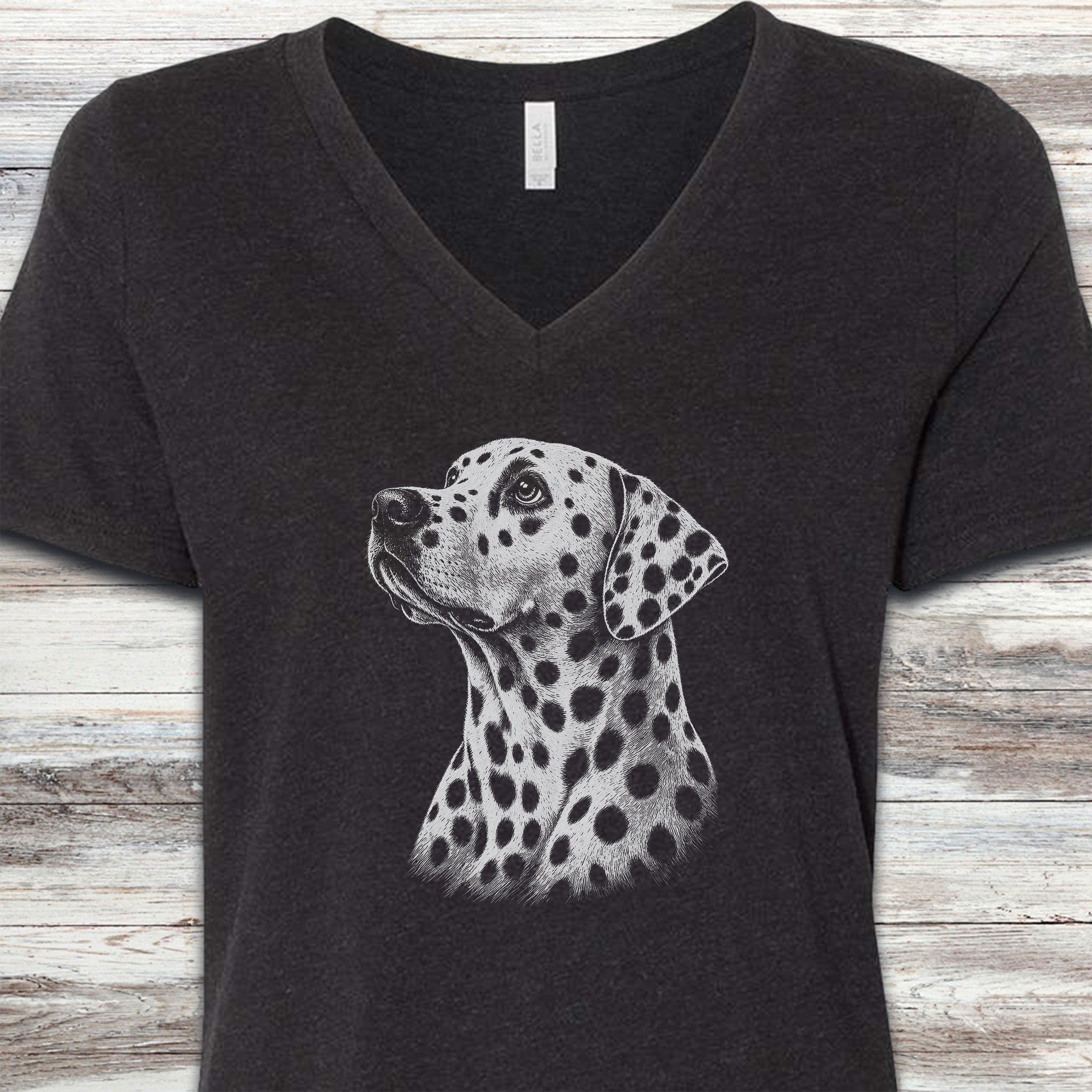 Dalmatian Loyalty V-Neck Tee - Black Heather