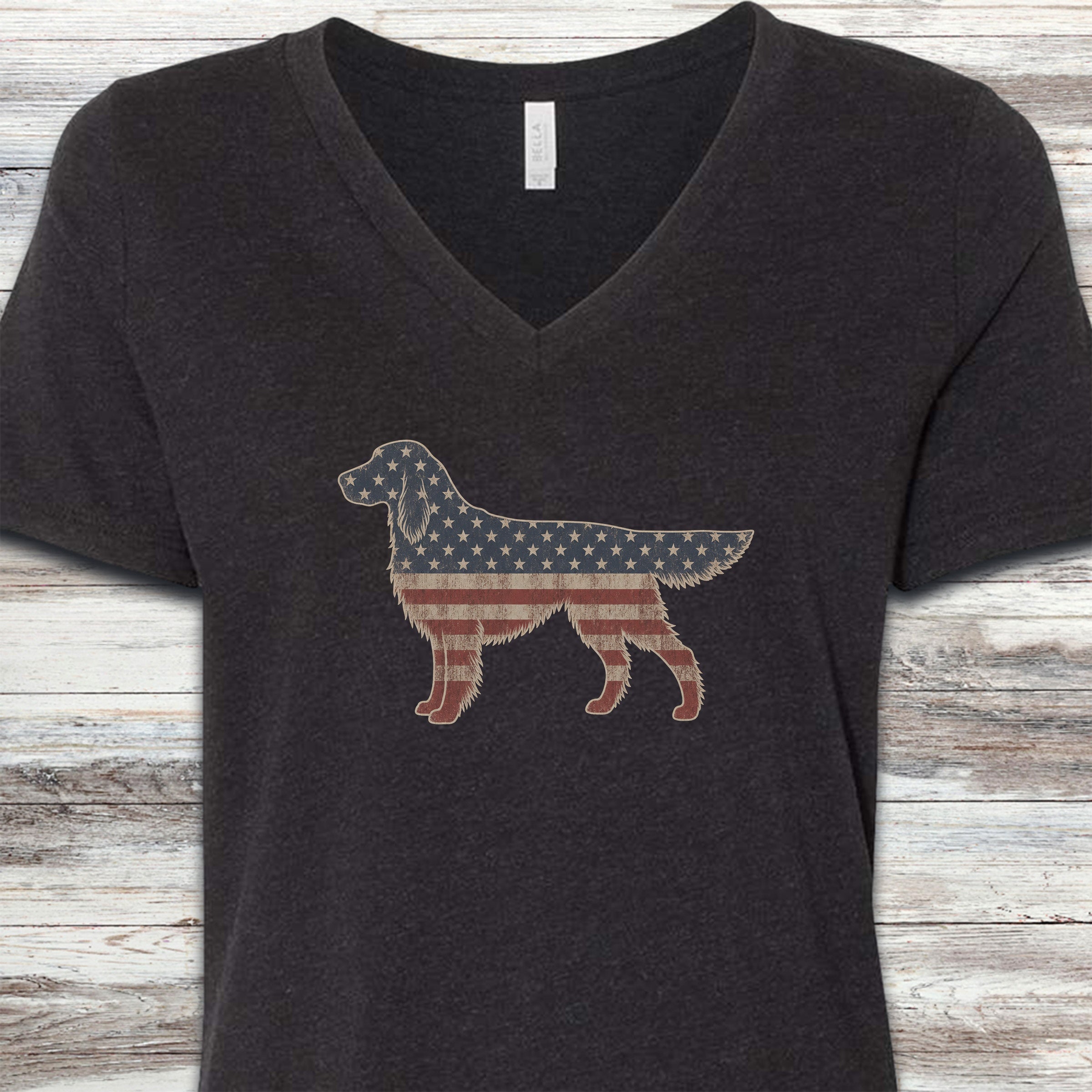 English Setter Vintage USA V-Neck Tee - Black Heather