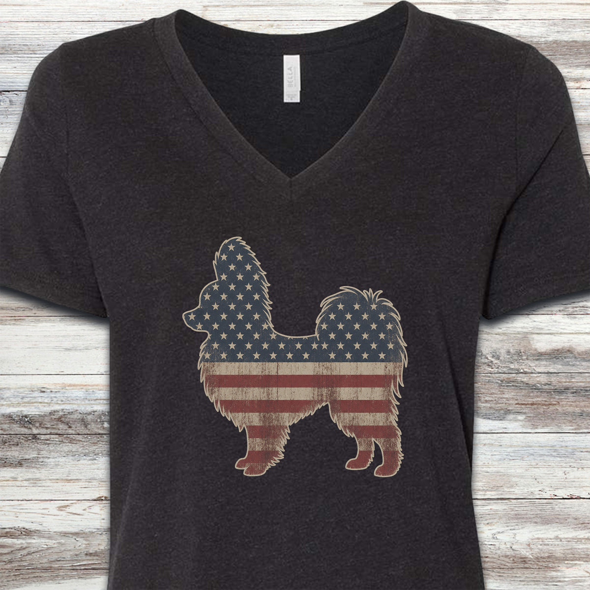 Papillon Vintage USA V-Neck Tee - Black Heather