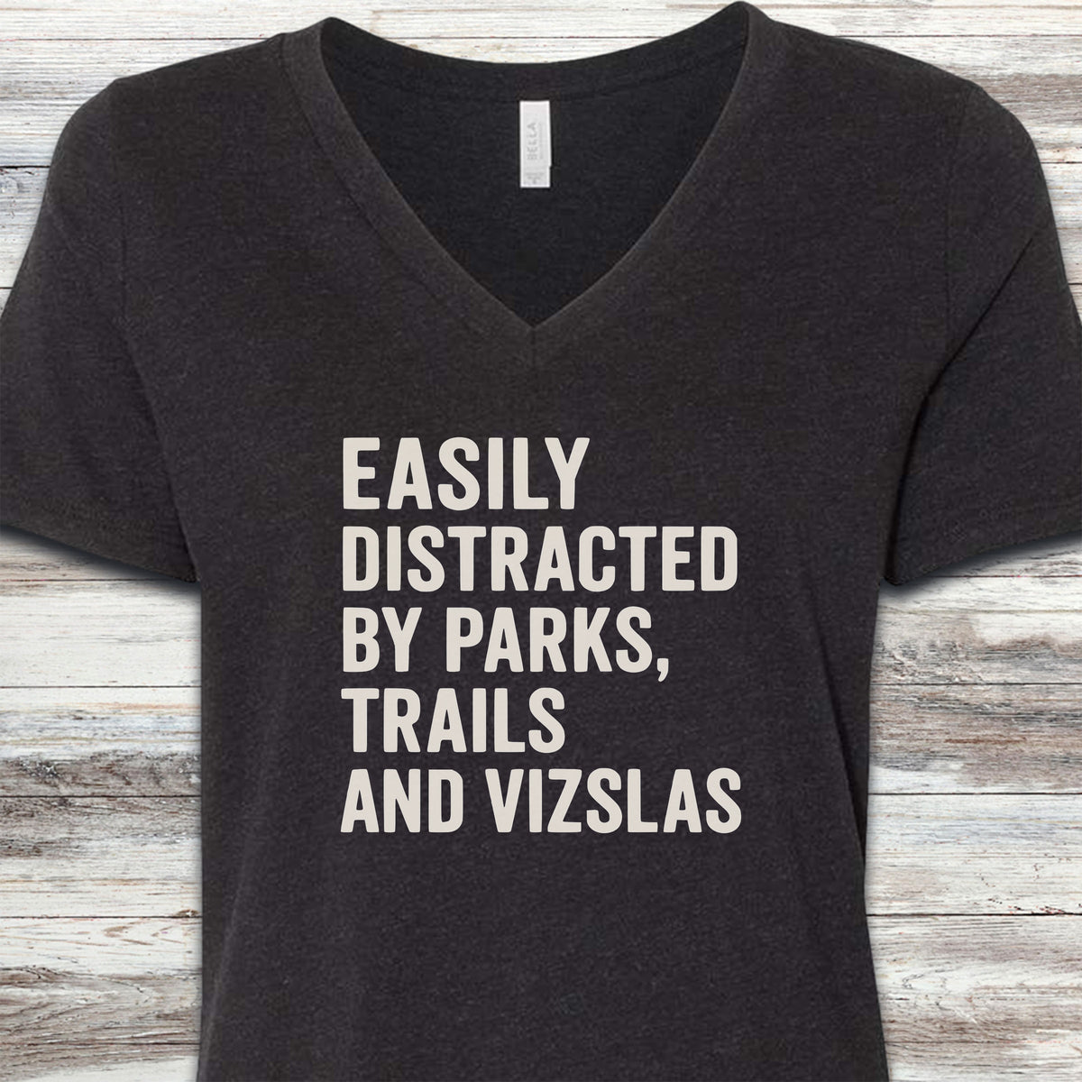 Vizsla Trails V-Neck Tee - Black Heather